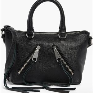 NWT Rebecca Minkoff Micro Moto Black Leather Satchel Crossbody Purse